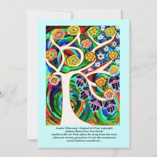 BBT Mitzvah - Judaica Hamsa ivoren boom in het lev Kaart (Achterkant)
