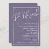 BBT MITZVAH minimaal modern paars lijst Kaart (Voorkant / Achterkant)