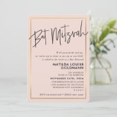 BBT MITZVAH minimaal modern zwart roze lijst Kaart (Staand voorkant)