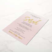 BBT MITZVAH modern calligrafie: wazig roze goud Folie Uitnodiging (Gedraaid)