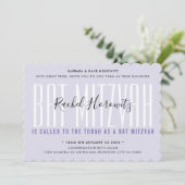 BBT MITZVAH modern deklaagtypografie meisje paars Kaart (Staand voorkant)