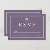 BBT Mitzvah Modern Monogram Eenvoudige QR-code RSVP Kaartje (Voorkant / Achterkant)