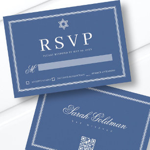 BBT Mitzvah Modern Monogram Eenvoudige QR-code RSVP Kaartje