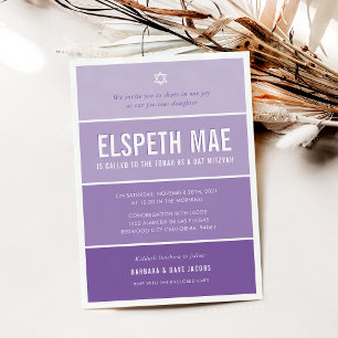 BBT MITZVAH modern ombre gradiënt violet paars Kaart