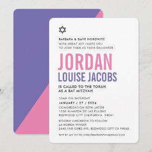 BBT MITZVAH modern standaard vetgedrukt, roze paar Kaart
