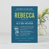 BBT MITZVAH modern vet blok turkooizen limoen Kaart (Staand voorkant)