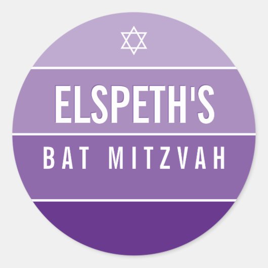 BBT MITZVAH modern vet ombre block violet paars Ronde Sticker (Voorkant)