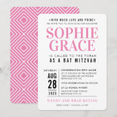 BBT MITZVAH moderne geometrische stack  roze Kaart (Voorkant / Achterkant)