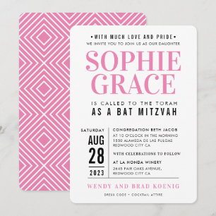 BBT MITZVAH moderne geometrische stack roze Kaart
