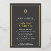 BBT MITZVAH moderne minimale sterrand roze grijs Folie Uitnodiging (Voorkant)