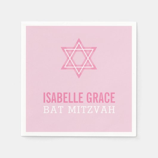 BBT MITZVAH moderne  roze ster Servet (Voorkant)