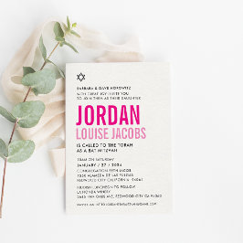 BBT MITZVAH moderne, vette kleurroze namen Kaart