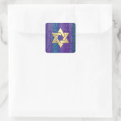 BBT Mitzvah Paarse Blauwgroen glitterstrips Alle k Vierkante Sticker (Tas)