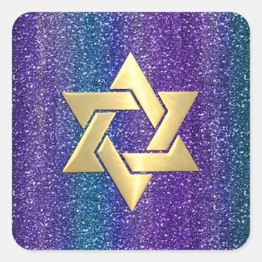 BBT Mitzvah Paarse Blauwgroen glitterstrips Alle k Vierkante Sticker (Voorkant)