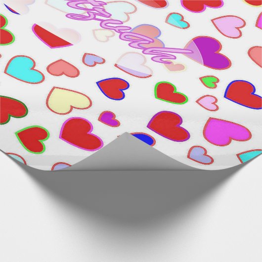 BBT Mitzvah Roze multihartenpakpapier Cadeaupapier (Hoek)