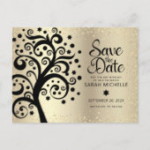 BBT Mitzvah Save Date Black Tree of Life Gold Foil Uitnodiging Briefkaart (Voorkant)