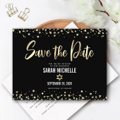 BBT Mitzvah Save the Date Modern Black Gold Script Uitnodiging Briefkaart