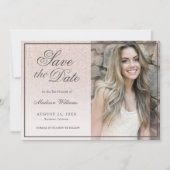 BBT Mitzvah Save the Date Roos Gold Glitter Photo (Voorkant)