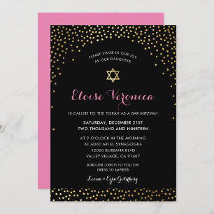 BBT MITZVAH stijlvol glamour confetti spot goud ro Kaart
