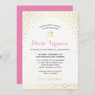 BBT MITZVAH stijlvol mini confetti spot goud roze Kaart