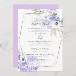 BBT MITZVAH | Violet Anemone Floral Verse 1 Kaart