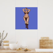 BBW-meisje in steentijd bikini Poster (Keuken)