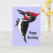 BC - Funny Cartoon Woodpecker Birthday Card Kaart (Gele Bloem)