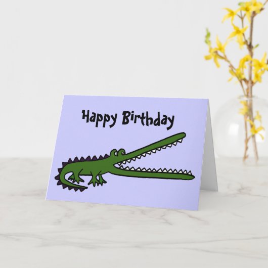 BC- Funny Crocodile Verjaardag Kaart (Gele Bloem)
