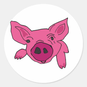 BC- Funny Pig Cartoon Ronde Sticker