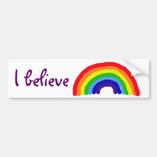 BC- Ik geloof dat regenboogsticker Bumpersticker (Voorkant)
