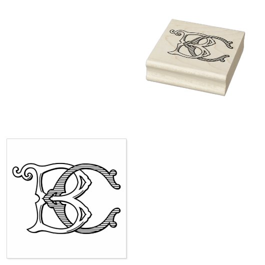 BC Monogram CB Monogram Rubber Ink Stamp Rubberstempel (Gestempeld)