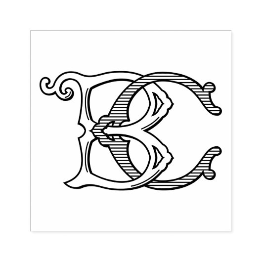 BC Monogram CB Monogram Rubber Ink Stamp Rubberstempel (Afrduk)