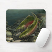 BC Salmon Art Mousepad Fish Painting Decor Muismat (Met muis)
