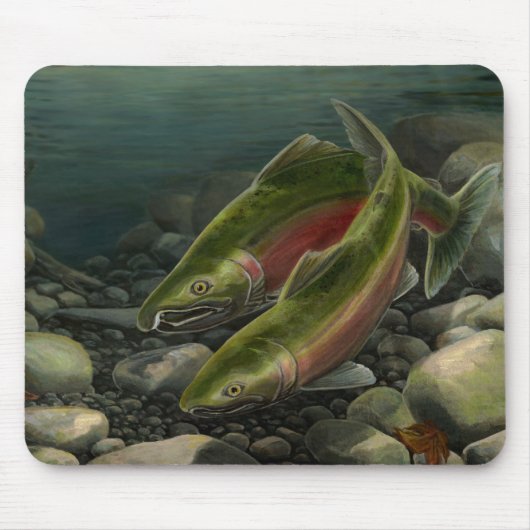 BC Salmon Art Mousepad Fish Painting Decor Muismat (Voorkant)