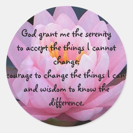 BC- Serenity Prayer Roze Water Lelie Stickers (Voorkant)