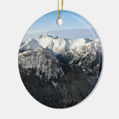 BC Snowy Mountains Keramisch Ornament (Links)