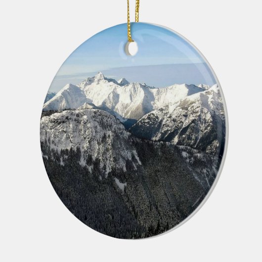 BC Snowy Mountains Keramisch Ornament (Links)