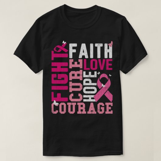 BC Womens Fight Cure Faith Breast Cancer Awareness T-shirt (Design voorkant)