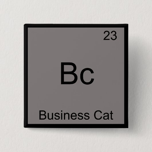 Bc - Zakelijke Kat Grappig Chemie Element Symbool Vierkante Button 5,1 Cm (Voorkant)