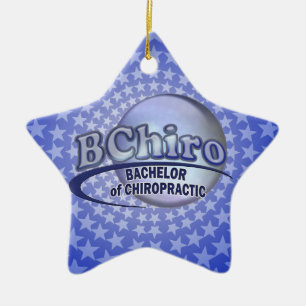 BChiro BACHELOR CHIROPRACTIC BLAUW LOGO Keramisch Ornament