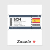 BCN Barcelona-boarding pass - Spanje Ticket Sticker (Vel)