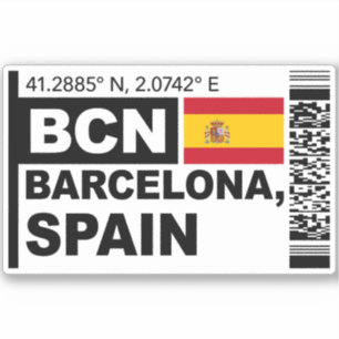 BCN Barcelona instapkaart - Spanje Reizen Sticker