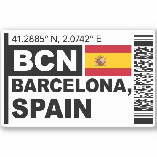 BCN Barcelona instapkaart - Spanje Reizen Sticker (Voorkant)