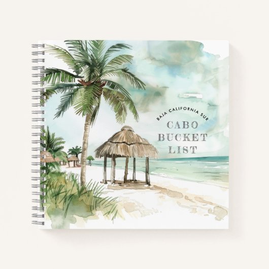 BCS | Palm Tree & Palapa Mexicaanse Beach Bucket L Notitieboek (Voorkant)