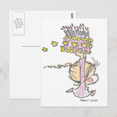 BD-001 Verjaardag Meisje Hardlopen Briefkaart (Voorkant / Achterkant)