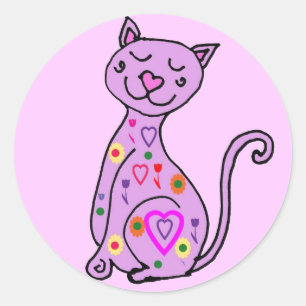 BD- cartoon-stickers van katten Ronde Sticker