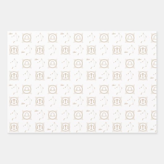 Bday Black & Gold Zodiaal Libra Astrology Star Sig Inpakpapier Vel (Voorkant 2)
