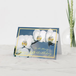 Bday Brittany White Orchids Modern Gold Lijst Kaart