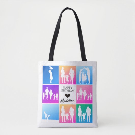 Bday Gift 8+8 Fotoraster aanpassen Sjabloon Tote Bag (Voorkant)
