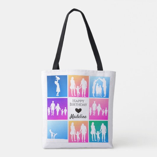 Bday Gift 8+8 Fotoraster aanpassen Sjabloon Tote Bag (Achterkant)